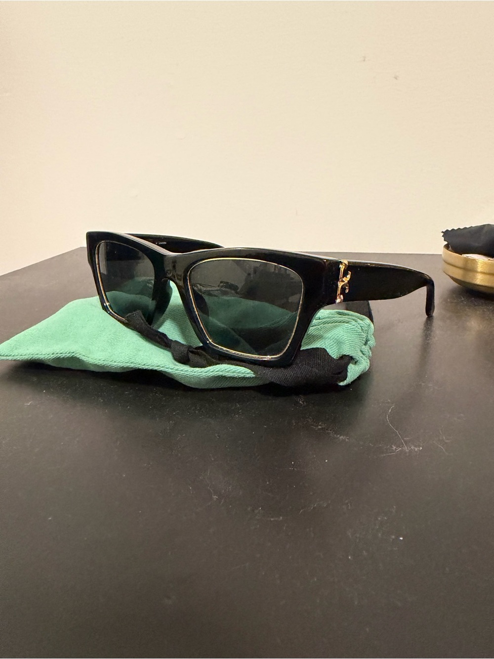 AUTHENTIC Tory Burch Black Square Sunglasses with Gold Accent